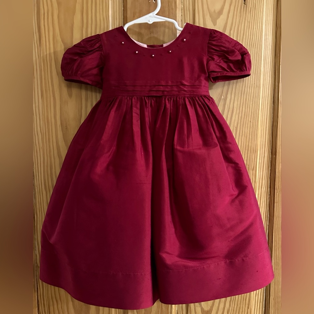 Strasburg Toddlers Red Silk Dress 18M & Shoes 3T